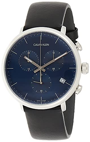 Calvin Klein Unisex Erwachsene Chronograph Quarz Uhr mit Leder Armband K8M271CN von Calvin Klein