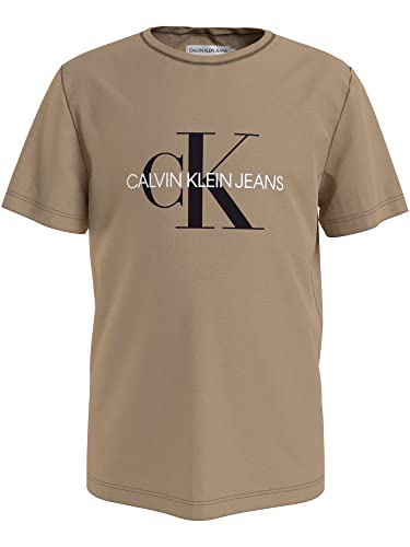 Calvin Klein Unisex Kinder T-Shirt Kurzarm Monogram Logo T-Shirt Beige 16 Jahre von Calvin Klein