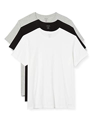 Calvin Klein Herren 3er Pack T-Shirts Kurzarm Rundhalsausschnitt, Mehrfarbig (Black/White/Grey Heather), S von Calvin Klein