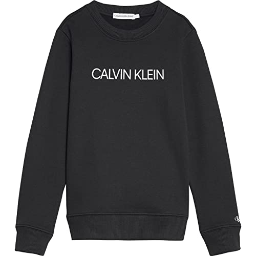 Calvin Klein Unisex Sweatshirt Institutional ohne Kapuze, Schwarz (Ck Black), 16 Jahre von Calvin Klein