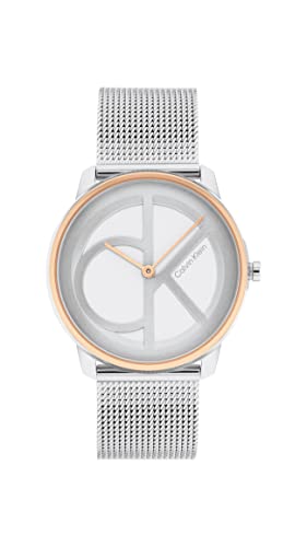 Calvin Klein Analog Quarzuhr Unisex mit Silbernes Edelstahl-Mesh-Gliederarmband - 25200033 von Calvin Klein