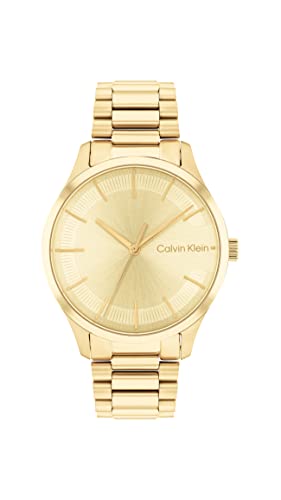 Calvin Klein Analog Quarzuhr Unisex mit Gelbgoldfarbenes Edelstahlarmband - 25200043 von Calvin Klein