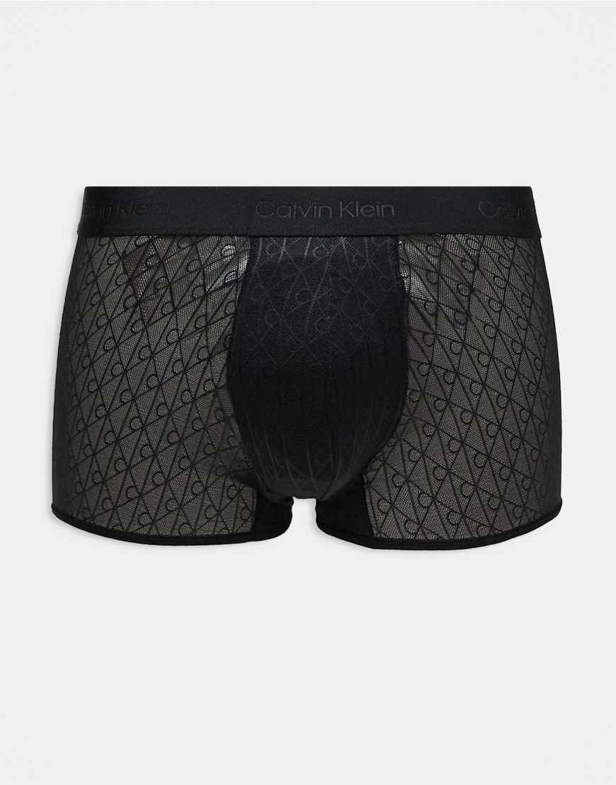 Calvin Klein - Unterhose aus Spitze in Schwarz mit niedrigem Bund von Calvin Klein