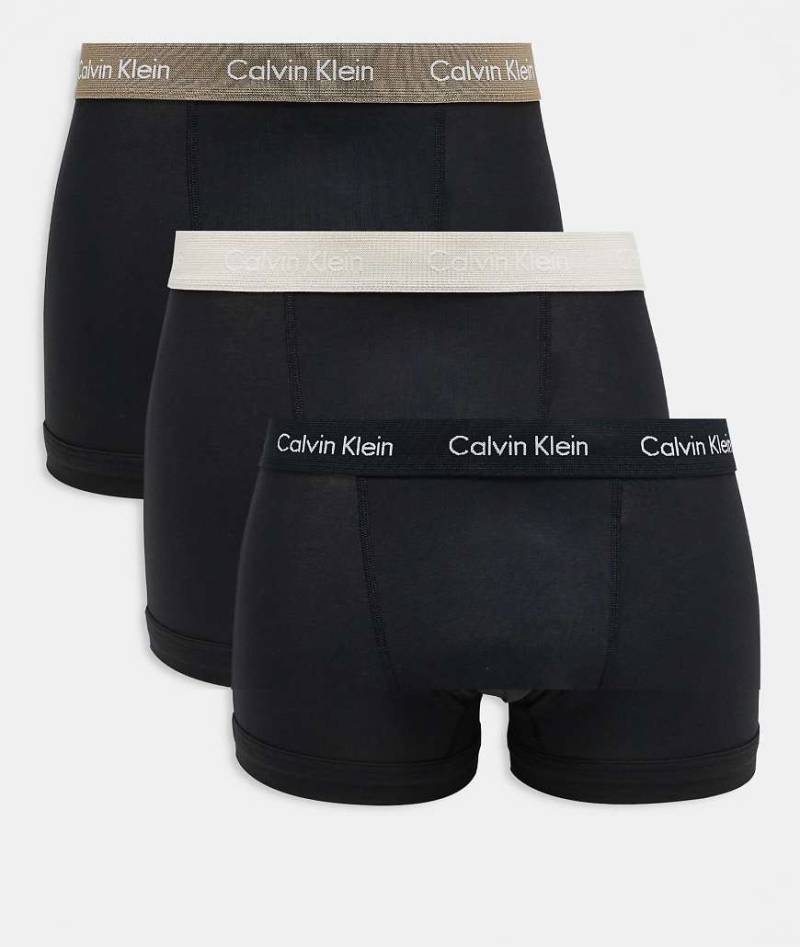 Calvin Klein - Unterhosen im 3er-Pack in Schwarz und Beige mit Taillenbund - exklusiv bei ASOS von Calvin Klein