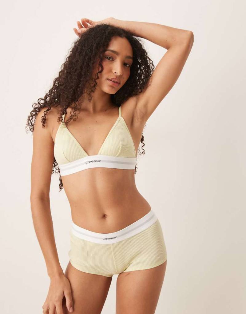 Calvin Klein - Unwattierter Triangel-BH aus geripptem Modal in Gelb von Calvin Klein