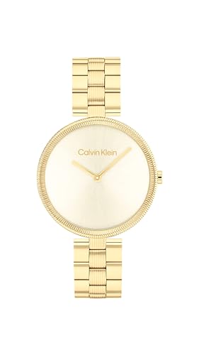 Calvin Klein Analog Quarzuhr für Damen Kollektion GLEAM mit Gelbgoldfarbenes Edelstahlarmband - 25100014 von Calvin Klein