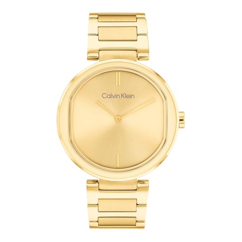 Calvin Klein Analog Quarzuhr für Damen mit Gelbgoldfarbenes Edelstahlarmband - 25200252 von Calvin Klein