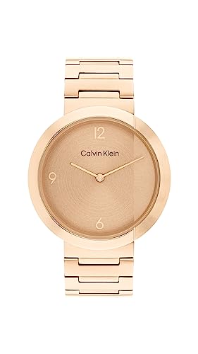 Calvin Klein Analog Quarzuhr Unisex mit Rotgoldfarbenes Edelstahlarmband - 25200291 von Calvin Klein