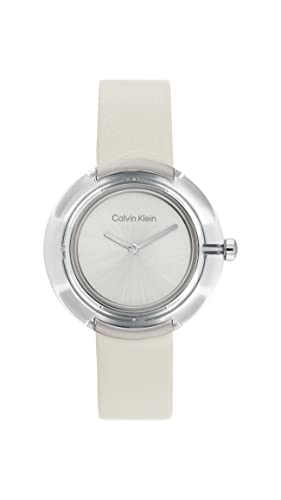 Calvin Klein Analog Quarzuhr für Damen mit Hellblaues (chalk blue) Lederarmband - 25200019 von Calvin Klein