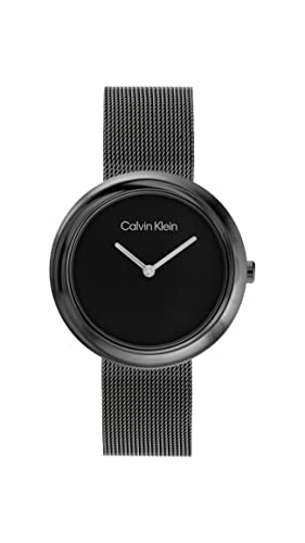 Calvin Klein Analog Quarzuhr für Damen mit Schwarzes Edelstahl-Mesh-Gliederarmband - 25200015 von Calvin Klein