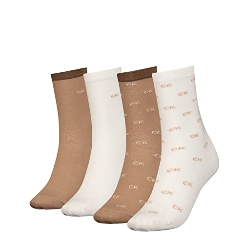 Calvin Klein Damen CLSSC Sock, Camel Combo, ONE Size (4er Pack) von Calvin Klein