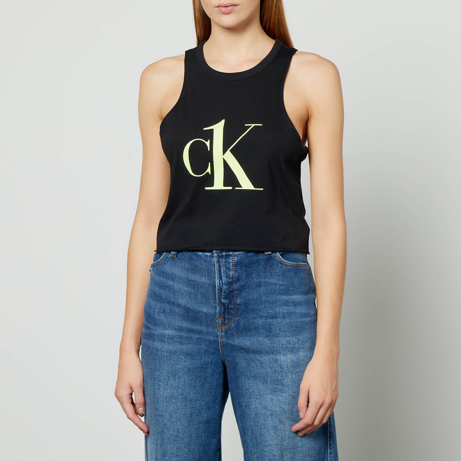 Calvin Klein Cropped Logo-Print Cotton-Jersey Tank - XS von Calvin Klein