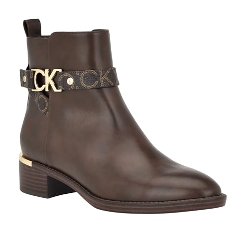 Calvin Klein Women's Dhara Ankle Boot, Dark Brown Logo 200, 40 EU von Calvin Klein