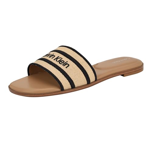Calvin Klein Women's Kendell Sandal, Light Natural/Black 114, 6.5 von Calvin Klein