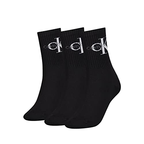 Calvin Klein Damen Crew Socken, Schwarz, Einheitsgröße (3er Pack) von Calvin Klein