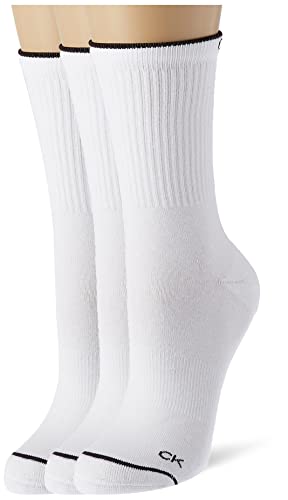 Calvin Klein Damen Athleisure Women's Crew Socks 3 Pack, Weiß, Einheitsgröße von Calvin Klein