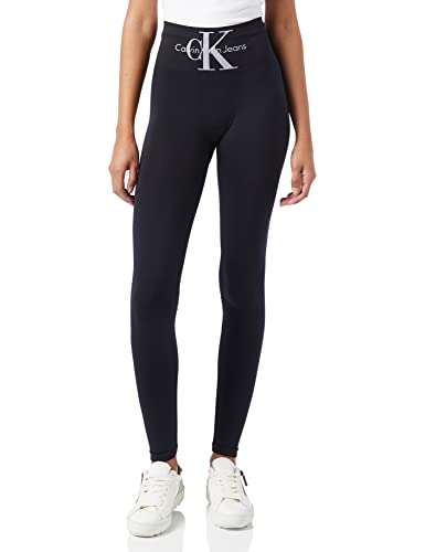 Calvin Klein Damen Legging Logo High Waist Legging, Schwarz, L von Calvin Klein