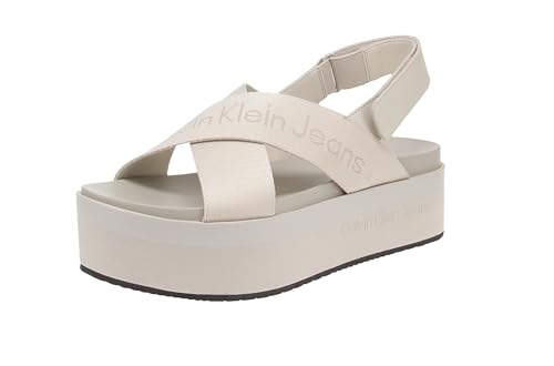 Calvin Klein YW0YW01362 Flatform Sandal - Damen Sandaletten - ACF-Triple-Eggshel, Größe:38 EU von Calvin Klein