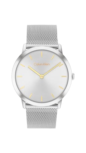 Calvin Klein Zwei-Zeiger-Quarzwerk-Uhr Für Männer und Frauen Kollektion Exceptional mit Silbernes Edelstahl-Mesh-Gliederarmband - 25300001 von Calvin Klein