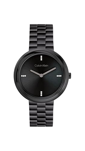 Calvin Klein Zwei-Zeiger-Quarzwerk-Uhr für Damen Kollektion Twisted Bezel mit Schwarzes Edelstahlarmband - 25100096 von Calvin Klein