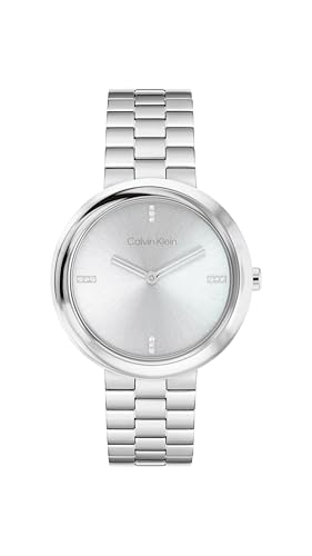 Calvin Klein Zwei-Zeiger-Quarzwerk-Uhr für Damen Kollektion Twisted Bezel mit Silbernes Edelstahlarmband - 25100093 von Calvin Klein