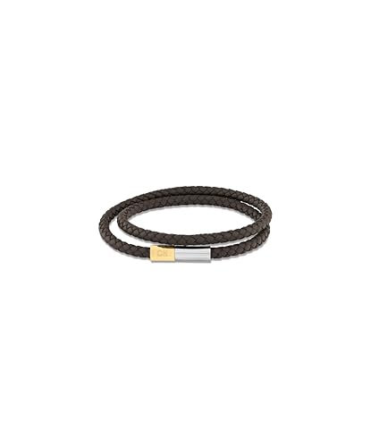 Calvin Kein Klein Armband für Herren Kollektion INDUSTRIAL FACETS mit Geflochtenem Leder in Doppelschlaufe - Erhältlich aus Grün, Braun und Schwarz von Calvin Kein
