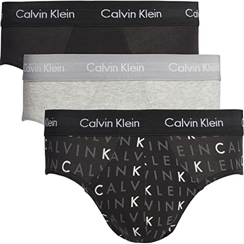 Calvin Klein herren 3P hip brief underpants, Black/Grey Heather/Subdued Logo, L von Calvin Klein