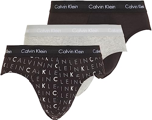 Calvin Klein herren 3P hip brief underpants, Black/Grey Heather/Subdued Logo, XL von Calvin Klein