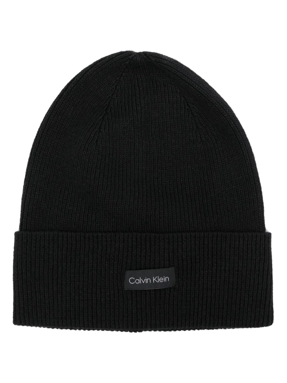 Calvin Klein Gerippte Beanie mit Logo - Schwarz von Calvin Klein