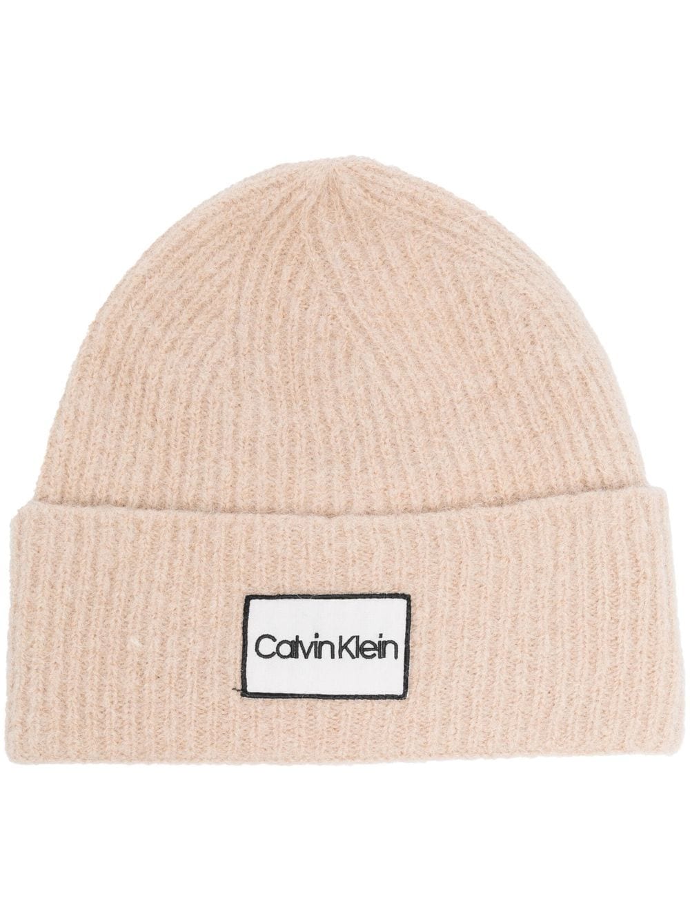 Calvin Klein Gerippte Beanie mit Logo-Patch - Nude von Calvin Klein