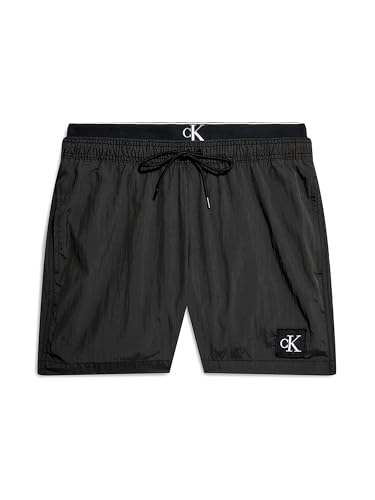 Calvin Klein medium Double Badeshorts KM0KM00846 Badehose (L, Schwarz (BEH)) von Calvin Klein