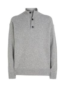 Herren Strickpullover Troyer mit Knopfleiste und Reißverschluss von Calvin Klein