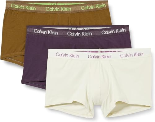 Calvin Klein Low Rise Trunk 3Pk Low Rise Trunk Herren, Mehrfarbig (Bone Wt, Nshd, Coffee Liqueur), M von Calvin Klein