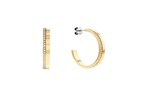 Calvin Klein Creolen für Damen Kollektion MINIMAL LINEAR In Gelbgold verziert mit Kristallen - 35000164 von Calvin Klein