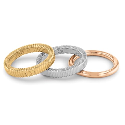 Calvin Klein Set aus 3 Ringen für Damen Kollektion PLAYFUL REPETITION aus Edelstahl, Gelbgold und Roségold - 35000027B von Calvin Klein
