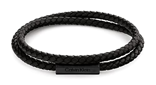 Calvin Klein Armband für Herren Kollektion LATCH mit Schwarzem Geflochtenem Leder in Doppelschlaufe - 35000209 von Calvin Klein