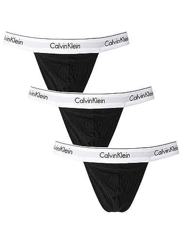 Calvin Klein Herren 3er Pack Strings Baumwolle mit Stretch, Schwarz (Black, Black, Black), L von Calvin Klein
