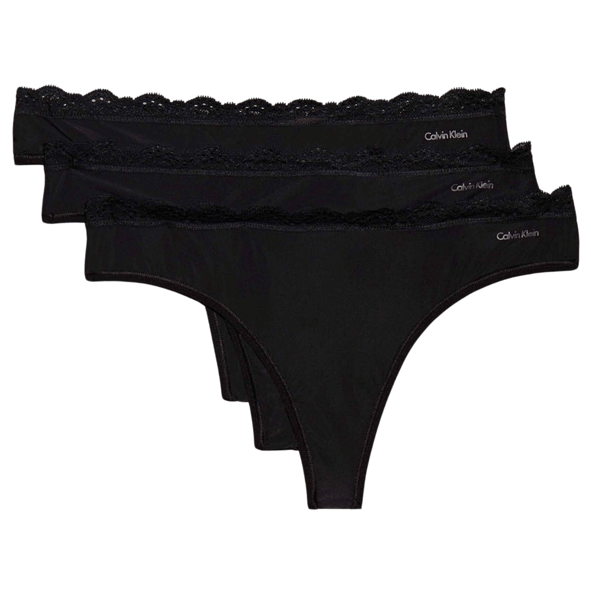 Calvin Klein Microfiber Stretch 3-Pack String, Schwarz, Größe: S, Damen von Calvin klein
