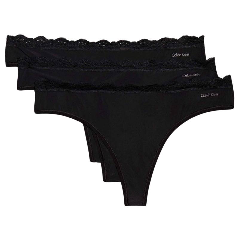 Calvin Klein Microfiber Stretch 3-Pack String, Schwarz, Größe: XL, Damen von Calvin klein