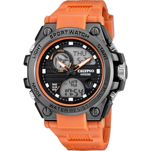 CALYPSO Herrenuhr K5875/2 Street Style Kautschukgehäuse Grau Kautschukarmband Orange von Calypso