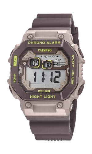 Calypso Uhr Für Herren K5840/2 Flash Time Multi Silikon Case BraunSilikon Band von Calypso