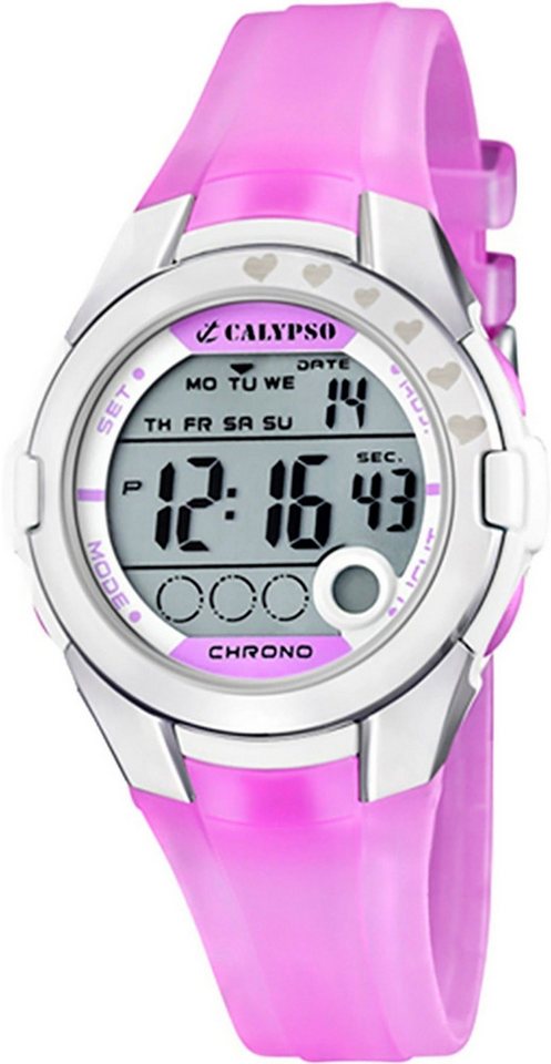 Calypso Digitaluhr Damenuhr K5571-3 - Lila Kunststoffband, Zifferblatt Digital, 38 mm K5571/3 von Calypso