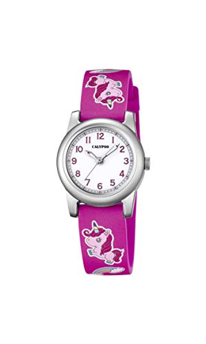 Calypso Mädchen Analog Gesteppte Daunenjacke Uhr mit Kunststoff Armband K5713/B von Calypso