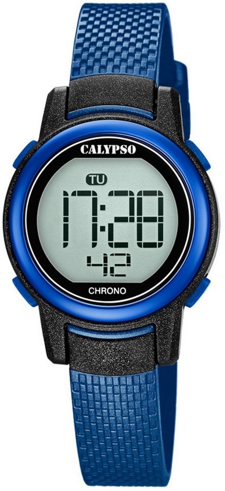 Calypso Quarzuhr Digital Crush Damenuhr K5736-6 Blau Kunststoffband 29 mm von Calypso