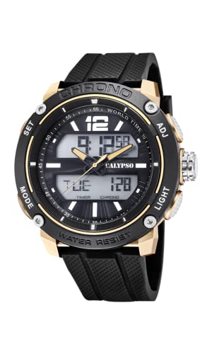 Calypso Herren Analog-Digital Gesteppte Daunenjacke Uhr mit Kunststoff Armband K5796/3 von Relojes Calypso