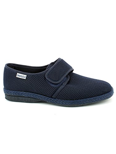 EMANUELA 5254 - Blau, Herren-Hausschuhe aus Stoff mit Klettverschluss, maschinenwaschbar bei 30 Grad, Blau 46, blau, 46 EU von Calzaturificio EMANUELA