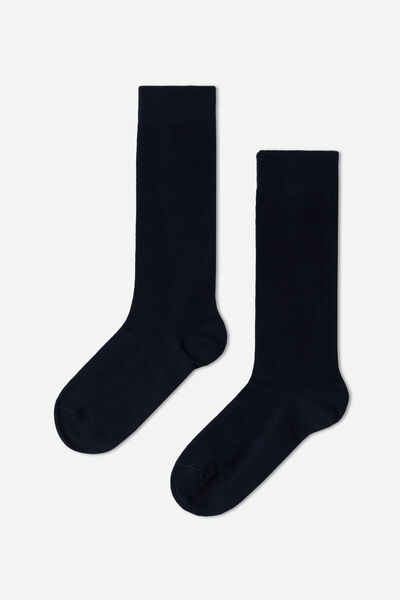 Atmungsaktive Lange Baumwollsocken Für Kinder Blau von Calzedonia