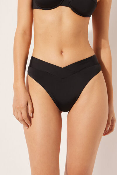 Brazilian-bikinihose Mit Hohem, V-förmigem Bund Indonesia Schwarz von Calzedonia