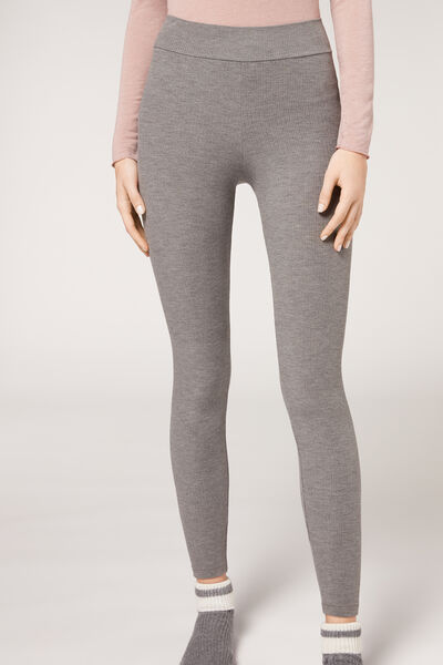 Gerippte Leggings Mit Cashmere Grau von Calzedonia