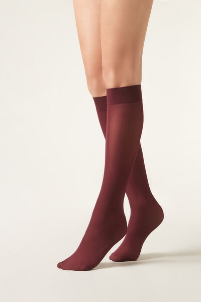 Halbtransparente Kniestrümpfe Aus Mikrofaser 30 Denier Rot von Calzedonia